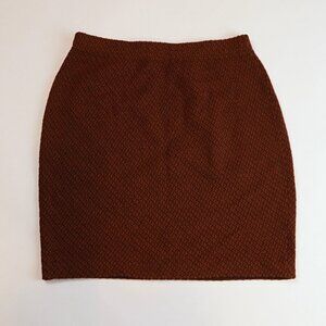 St John Collection Rust & Dark Brown Textured Santana Knit Skirt - Size 4